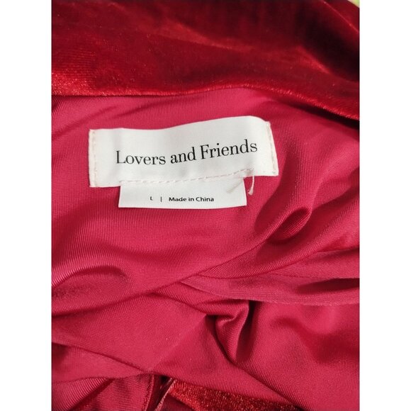 Lovers and Friends Strappy Red Velvet Midi Dress L Glam Whimsygoth - Picture 3 of 4